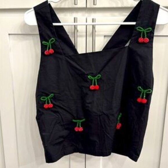 NWT SET Queen of Sparkles - Black Beaded Cherry Cotton and skort set - Small - Picture 4 of 9